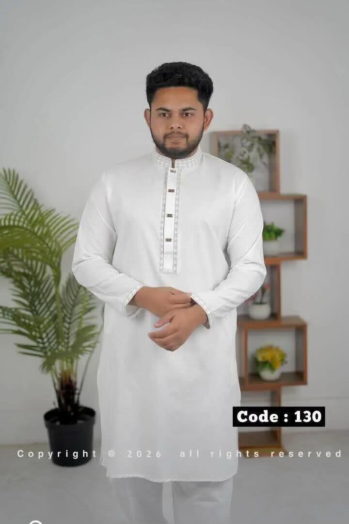 Classic White Cotton Panjabi